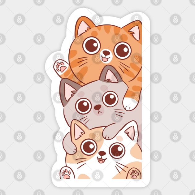 Cute cat pile peeking Sticker by YaraGold